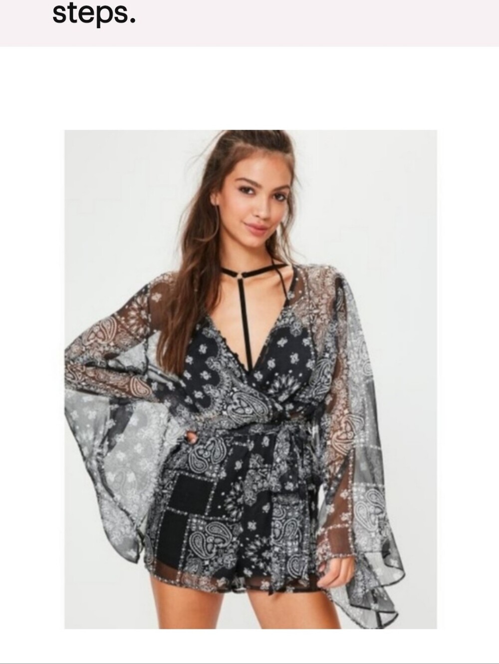 NWT! Missguided paisley print kimono sleeve romper